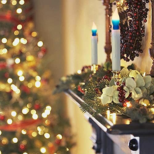 גות ' י 12 מארז לבן כחול חג המולד להבה צורת אור נורות, ג18 נר אור החלפת נורות לחג המולד חנוכה חשמלי