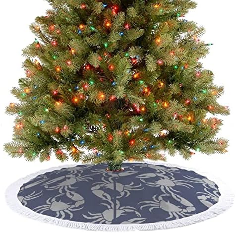 סרטן כחול חמוד לובסטר הדפס חצאית עץ חג המולד עם ציצית למסיבת חג מולד שמח מתחת לעץ חג המולד