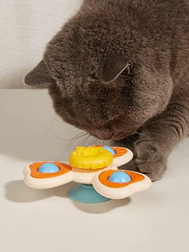 קוויני חתול טיזר צעצוע עם יניקה כוס מסתובב טחנת רוח חתול צעצועי קיר הר חתול ספינר אינטראקטיבי לחיות מחמד צעצוע