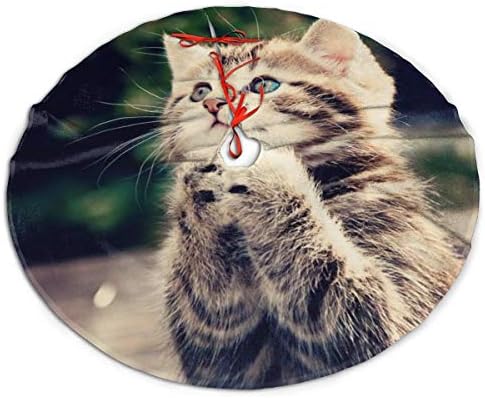 Lveshop התפלל חתול חמוד חתול חטיבה חצאית עץ חג המולד חצאית יוקרה עגול מקורה מחצלת חיצונית כפרי חג המולד עץ קישוטי