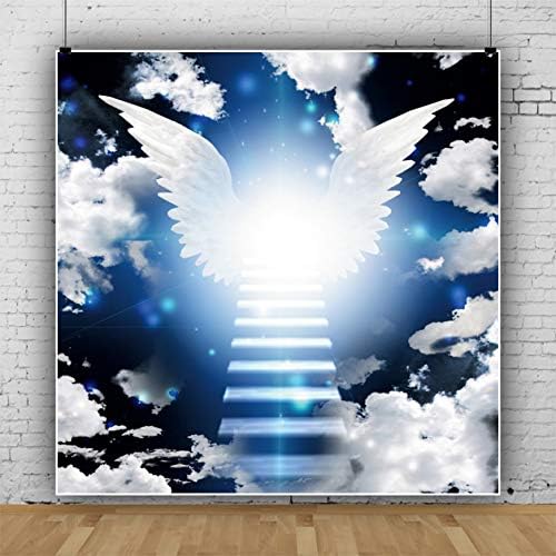 דורסב 4 * 4 רגל גן עדן מלאך כנף רקע דור תינוק מקלחת צילום רקע מדרגות לגן עדן כהה כחול לבן ענן שמיים תפילת