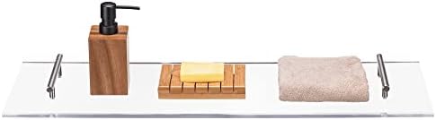 מגש אמבטיה אקרילי של Navaris - מתלה מדף גשר אמבטיה לאמבטיה לטיחת טלפון כוס יין טבלאות טבלאות ארידר אביזרים