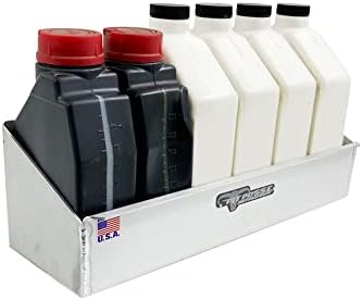 Pit Posse 563 מדף שמן קאדי שישה מחזיק מתלה בקבוקים - תוצרת ארהב - מחזיקה 6 ליטרים של שמן מנוע מנוע רכב - קרוואן