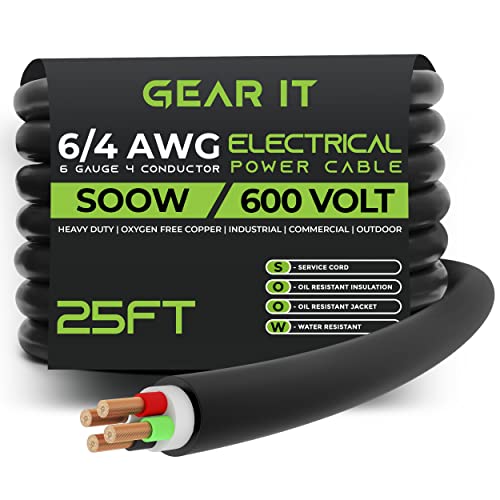 GEARIT 6/4 6 AWG כבל חשמל נייד SOOW 600V 6 מד חשמלי חוט חשמלי לידים מנועיים, אורות ניידים, מטעני