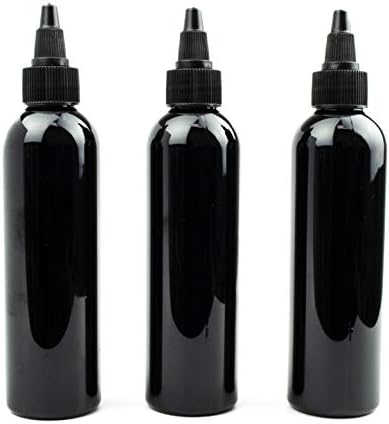 בקבוק פלסטיק קוסמו שחור לחיות מחמד 4 אונקיות עם מתקן הברגה עליון לסחוט על ידי גרנד פרפומים