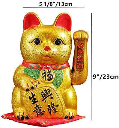Xizhi Luck Cat- מנופף זרוע חתול 9 סנטימטרים זהב זהב הוא מתנות לחתול מזל מתנות, פנג שואי סיני