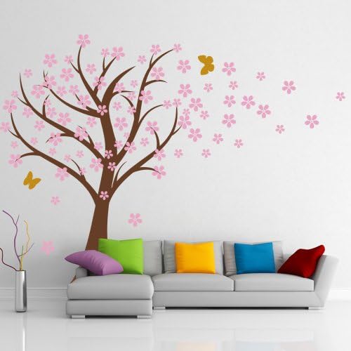 מדבקות קיר פריחת דובדבן פעוטון פעוטון מדבקות עץ ילדים פרח פרח פרחוני טבע קיר קיר אמנות- עץ פריחת