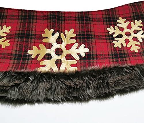 חצאיות עץ חג המולד של Huijie - קישוטי עץ חג המולד משובצים משובצת פתית שלג מוזהבת עץ קטיפה תחתון קישוטי קישוטי,