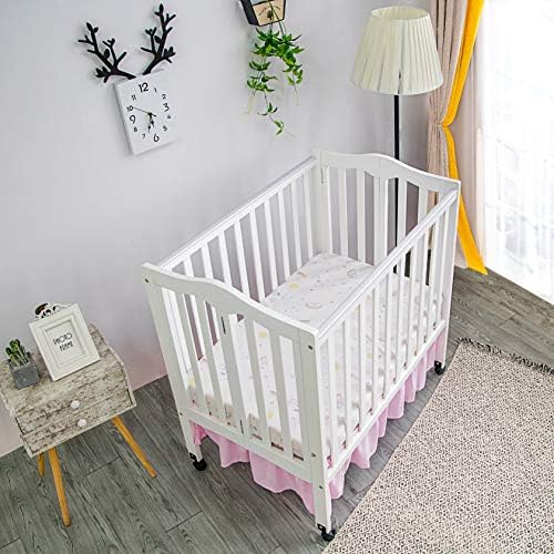 La Premura Mini Crib Stinding Set Girl, קשת חד קרן מצעי עריסה של קשת ערכות עריסה ילדה, 3 חלקים לתינוקת מיטה עריסה