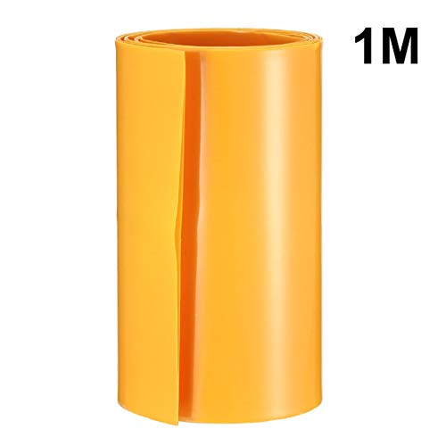 UXCell סוללה עטיפת PVC חום מכווץ צינורות 85 ממ רוחב שטוח עבור 18650 ספקי חשמל אורך מטר אורך צהוב