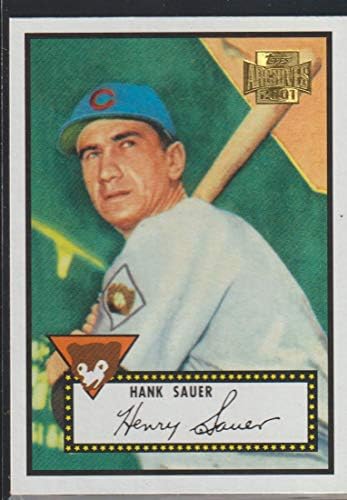 2001 ארכיוני טופפס בייסבול 14 Hank Sauer Chicago Cubs 1952 כרטיס מסחר נושאי רטרו רשמי מחברת Topps