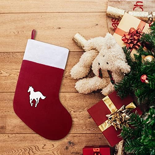 פוני לבן-סוס מגרש לחג המולד גרבי משפחה עיצוב עץ עץ קישוטי קישוטי תלייה חמודים לחג המולד 8.2 x 16.5