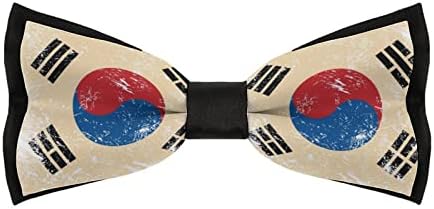 רטרו דרום קוריאה דגל גברים של מראש קשור עניבות פרפר מתכוונן מודפס חידוש עניבה