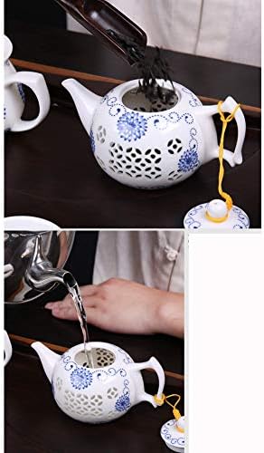 סט שירות תה זכוכית לאסיה טקס תה מסורתי, תה גונג פו עם 1 תה גאיוואן, פילטר תה אחד, 4 כוס תה, 1 צ'ה היי