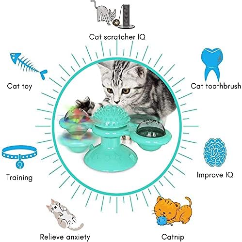 ZCX PET CAT צעצוע טחנת רוח סיבוב פטיפון פטיפון אינטראקטיבי עיסוי צעצוע חינוכי כדור זוהר שיפור IQ