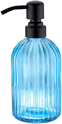 מתקן סבון זכוכית Leetcp עם משאבת נירוסטה הוכחת חלודה, מתקן סבון ידיים הניתן למילוי למטבח וחדר אמבטיה, 16 גרם