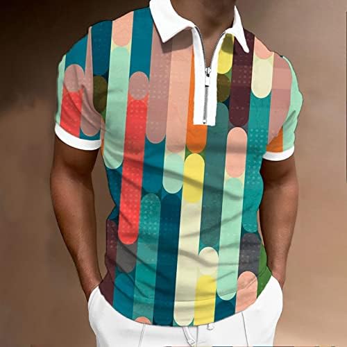 רוכסן XXBR פולו חולצות גולף לגברים קיץ שרוול קצר הדפסה גיאומטרית מצחיקה גרפיקה טניס מזדמן חולצה