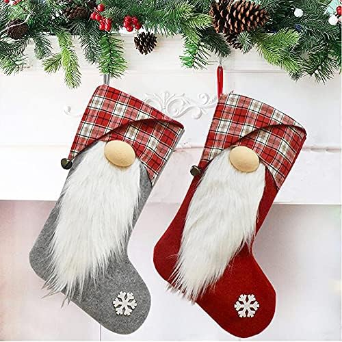 גרבי חג המולד של Ewolee, 2 יח ', 18 אינץ' גובה טומטה סנטה גנום גרבי גרביים מחזיקי גרביים עם לולאות