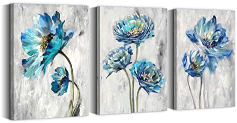 ניגון קיץ מופשט קיר קיר פרחים: מודרני אפור כחול פרחים פרחים