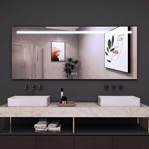 B&C 72 X30 מראה LED לחדר אמבטיה, מראות מוארות ללא מסגרת עם קצה מלוטש, Defogger, Dimmer ומתג מגע