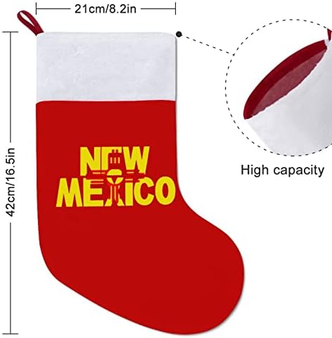 דגל ניו מקסיקו גרבי חג המולד קטיפה אדומה עם תיק ממתקים לבן קישוטי חג המולד ואביזר מסיבות משפחתיות