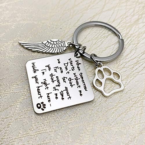 לחיות מחמד אובדן אהדה זיכרון מתנה, כאשר מחר מתחיל בלעדי כפה הדפסי מחזיק מפתחות עבור אובדן של חיות מחמד כלב