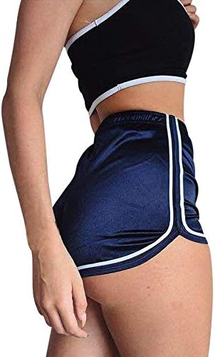 מכנסיים קצרים אתלטים לנשים עם כיסים בתוספת גודל מותניים אלסטיים רחבים מכנסי כושר רגל קצרים פס הדפסת קיץ