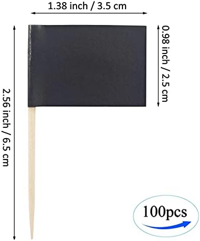 QQSD דגל קיסם שחור מוצק דגל DIY דגל ריק מיני קטן רגיל קפקייקס שחור דגלים טופרים, 100 יח '