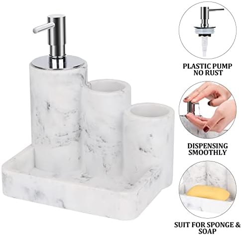 מתקן משאבות קרם עם מחזיק ספוג סבון -סבון סבון סבון בקבוק משאבה עם מחזיק מברשת לכיור מטבח ואחסון משטח חדרי