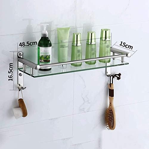 מדף מקלחת זכוכית לשירותים של JYDQM אמבטיה, אלומיניום כבד עם זכוכית מחוסמת 1 אחסון שכבה מדפים