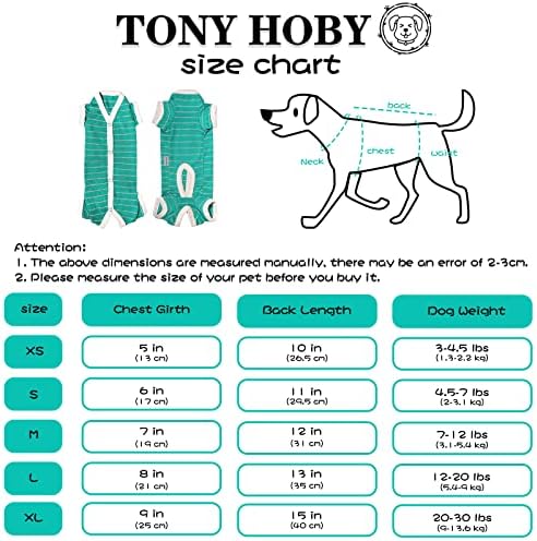 טוני הובי פיג'מה, חולצת קיץ של כלבים, סינקוזיט כלב חליפת התאוששות עם רגליים נושמת לכלב בינוני קטן