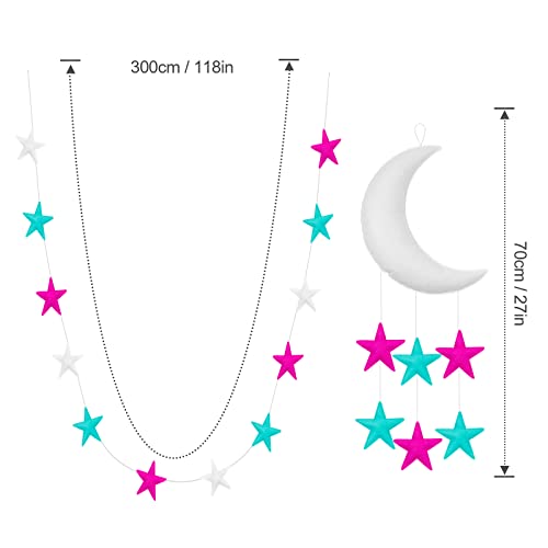 כוכבים ועיצוב משתלת ירח - טורקיז וורוד ירח וכוכבים תפאורה של משתלת