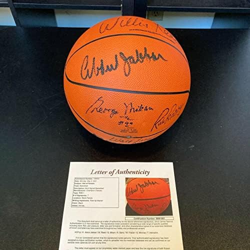KAREEM ABDUL -JABBAR GEORGE MIKAN NBA HOF GRES חתום כדורסל עם JSA COA - כדורסל חתימה