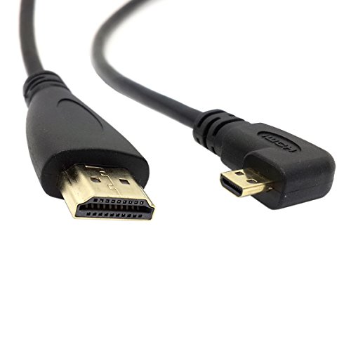 Cablecc זווית ימנית 90 מעלות מיקרו HDMI ל- HDMI כבל HDTV זכר 50 סמ לטלפון סלולרי וטאבלט