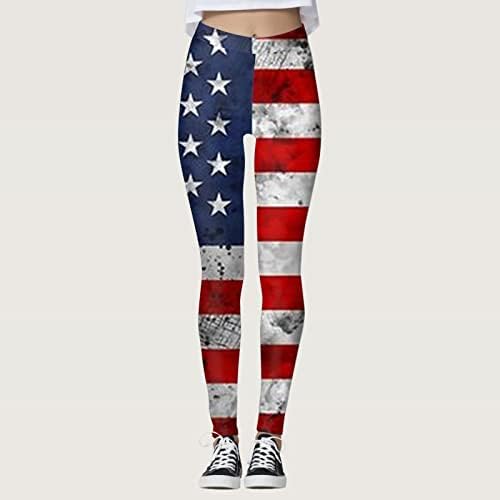 דגל אמריקאי פטריוטי ליגלי נשים מותניים גבוהים מכנסיים פטריוטיים מותניים גבוהים מכנסיים אימון