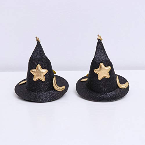 2 יחידות מיני מכשפה כובע מרתקים נשים ילדה כובע שיער קליפים סיכות חמוד סיכות שחור