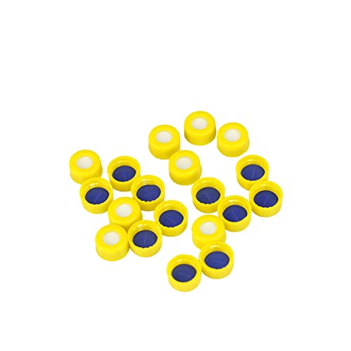 9-425 בורג חוט בקבוקון צהוב כובעים, 9 מ מ, כחול / לבן סיליקון ספטה, 100 יח' יחידה