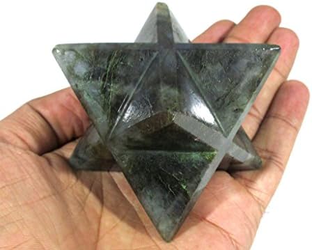 Excel Labradorite Merkaba Star Grystal Crysatal Geometry Geometry קוורץ רייקי נקודה 8 ריפוי