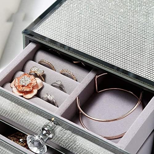 תיבת תכשיטים של סודמוטה מארגן תכשיטים תכשיטים 3 קופסת תכשיטים שכבה לנשים מארגן תכשיטים זכוכית יוקרת