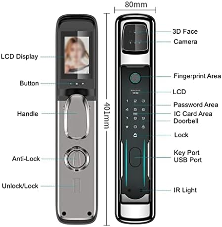 טביעת אצבע טביעת אלקטרוניץ זיהוי פנים זיהוי דלת מנעול כניסה מפתח אבטחת שער בית מנעול לדירה