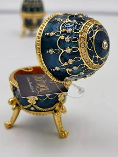 רוידוז תכשיט תיבת תכשיט רוסית פברז ' ה סגנון ביצה כחול עבור טבעת שרשרת עגילי מתנה 1.7 איקס 1.7 איקס 2.8
