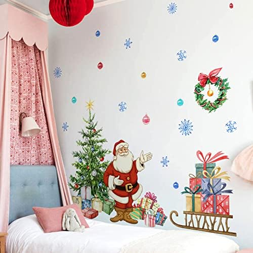 קיר מדבקת ילדים חג המולד עץ פתיתי שלג חג המולד קיר מדבקות רקע קיר חדר קישוט קיר מדבקות עצמי דבק קיר מדבקות
