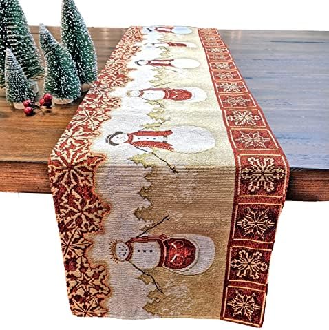 טאצ'י מר וגברת סנואו זוג וינטג 'ערב חג המולד חג חג המולד פתיתי שלג אדום מסורתי לבן דקורטיבי שולחן