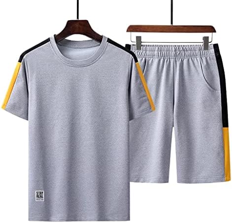 גברים של קיץ אימונית ספורט קצר שרוול חולצות + קצר שתי חתיכה סטי זכר מזדמן ספורט חליפות
