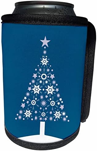 עץ חג המולד של שלושת חג המולד של פתיתי שלג וכוכבים על מיקנוס כחול - יכול לעטוף בקבוקים קירור יותר