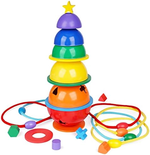 Tengzhen מעץ עץ קשת בלוק קינון קינון צורת צבע צורה תואמת מיון צעצועים קערות ערימה עם משחק טבעת משחק Montesorri