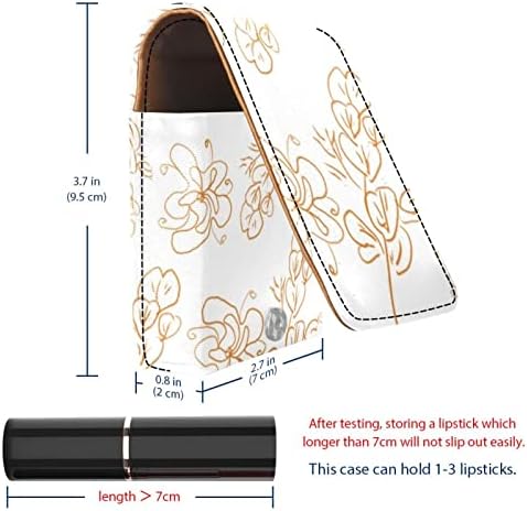 אוריואקאן שפתון מקרה עם מראה חמוד נייד איפור תיק קוסמטי פאוץ, מופשט שדי פרח בר בציר כתום