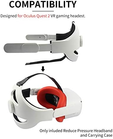 פשוט שמחה מתכווננת להפחית את רצועת ראש הלחץ עבור Oculus Quest 2, רצועת עילית עם מארז נשיאה לנוחות משופרת וזמן