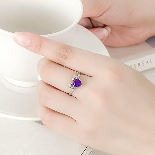 טבעות נשים בגודל 7 טבעת הבטחת יהלום טבעי בזהב סטרלינג כסף מוצק לנשים בנות מתנה תכשיטים אבן לידה ליום