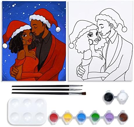 ערכת צבע נמתחת של נוברלי מראש, ערכת צבע ולגימה של 8x10 למבוגרים, חורף לחג המולד זוגי חורף תאריך ציור מסיבת DIY